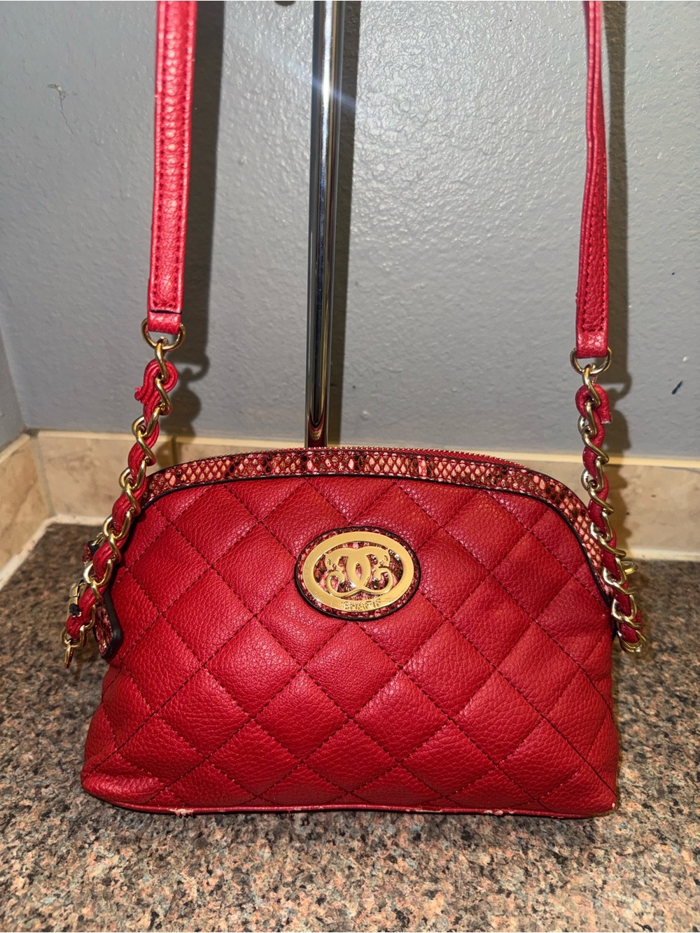 Sharif rare Red Quilted Crossbody bag EUC